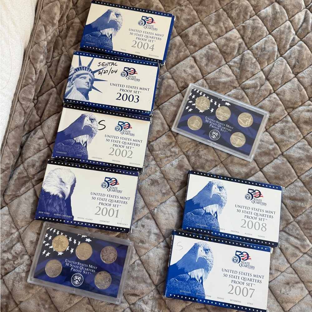United States Mint 50 State Quarters Proof Set Collection 2000-2005 & 2007-2008